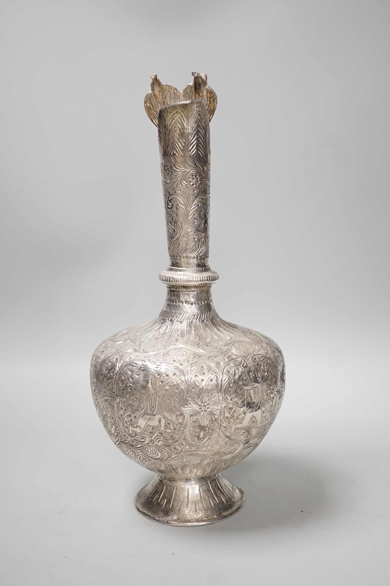 A decorative Indian silver plated cobra ewer. 29.5cm